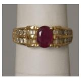 1069	GOLD RUBY AND DIAMOND RING, SIZE 6, 2.56 DWT WITH STONES