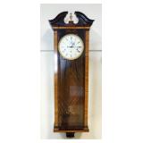 1088	FINE ENGLISH WALL REGULATOR CLOCK IN BANDED & BURL MAHOGANY CASE, COMITTI F LONDON *THE SALSBUR