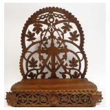 1095	WOOD FRETWORK HANGING SHELF W/DRAWER AT BASE, APPROXIMATELY 17 IN X 6 IN X 19 IN HIGH
