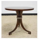 1112	BOLIER & CO GREEK KEY TABLE W/ STARBURST CROTCH MAHOGANY TOP, APPROXIMATELY 24 IN X 22 1/2 IN H