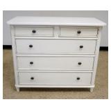 1132	5 DRAWER DISTRESSED PAINT DECORATED CHEST OF DRAWERS, APPROXIMATELY 44 IN X 20 IN X 36 IN HIGH