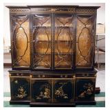 1134	KARGES ASIAN BLACK LACQUERD BREAKFRONT, APPROXIMATELY 72 IN X 18 IN X 80 1/2 IN HIGH