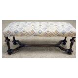 1135	UPHOLSTERED WINDOW BENCH W/WALNUT STRETCHER BASE, APPROXIMATELY 45 IN X 16 IN X 21 IN HIGH