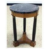 1136	ROUND 3 COLUMN MARBLE TOP STAND/LAMP TABLE, APPROXIMATELY 16 IN X 26 IN HIGH