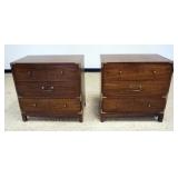 1138	PAIR OF DREXEL 3 DRAWER CHESTS, COMPAIGN STYLE, EACH APPROXIMATELY 30 IN X 18 IN X 31 IN HIGH