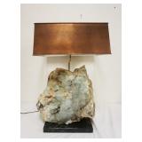 1184	MASSIVE QUARTZ TABLE LAMP ON MARBLE BASE, QUARTZ APPROXIMATELY 7 IN X 16 IN X 17 IN HIGH