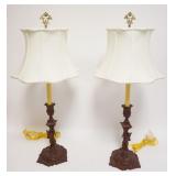 1189	CHELSEA HOUSE ORNATE TABLE LAMPS, PAIR W/ASIAN INFLUENCE, EACH APPROXIMATELY 28 IN HIGH