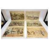 1197	GROUP OF 6 ANTIQUE ST STEPHENS REVIEW PRESENTATION CARTOONS 1886, 87, POLITICAL SATIRE, EACH AP