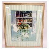 1206	FRAMED PRINT OF WINDOW BOX W/FLOWERS, ARTIST SIGNED, APPROXIMATELY 24 IN X 28 IN OVERALL