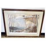 1209	JOHN STOBART FRAMED & MATTED PRINT *DECKS AWASH*, ARTIST SIGNED AND NUMBERED 741/850, APPROXIMA