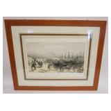 1215	FRAMED & MATTED ENGRAVING *THE RAILWAY AT BALAKLAVA* LOOKING SOUTH, DAY & SON LITHO, APPROXIMAT