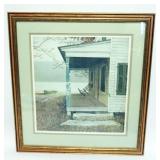 1218	ERIC SLOAN FRAMED AND MATTED PRINT OF A LAKE SHORE HOUSE, ARTIST SIGNED AND NUMBERED 24/500, AP