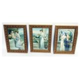 1220	SET OF 3 GILT FRAMED PRINTS WITH IMAGES OF A YOUNG WOMAN, CHILDREN & FLOWERS, EACH APPROXIMATEL