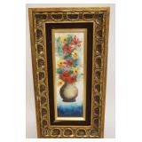 1223	M. ROSENBERG FRAMED ENAMEL ART IMAGE STILL LIFE, APPROXIMATELY 9 IN X 17 IN OVERALL