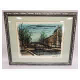 1224	BERNARD BUFFET PRINT, STREET SCENE FRAMED AND MATTED, APPROXIMATELY 34 IN X 27 IN OVERALL