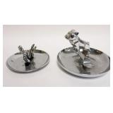 1255	CHROME MACK TRUCK BULL DOG ASH TRAY AND PENGUIN ASH TRAY
