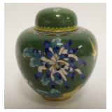 1008	CLOISONNE ENAMELED COVERED URN W/IMAGES OF FLOWERS & BIRDS, APPROXIMATELY 6 IN HIGH
