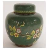 1010	CLOISONNE ENAMELED COVERED URN W/IMAGES OF FLOWERS, APPROXIMATELY 7 IN HIGH