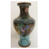 1014	CLOISONNE ENAMELED VASE WW/IMAGE OF SERPENTS, APPROXIMATELY 13 IN HIGH