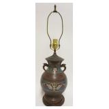 1026	BRONZE CLOISONNE TABLE LAMP, APPROXIMATELY 28 IN OVERALL