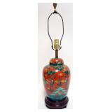 1028	ASIAN PORCELAIN TABLE LAMP W/IMAGES OF PEOPLE ALL AROUND, APPROXIMATELY 29 IN HIGH OVERALL