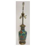 1030	CLOISONNE ENAMELED TABLE LAMP W/IMAGES OF FLOWERS ON BRANCHES, APPROXIMATELY 29 1/4 IN