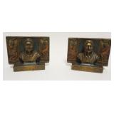 1042	PAIR OF BRONZE WRAPPED BOOKENDS *DANTE* APPROXIMATELY 7 IN X 5 1/4 IN HIGH