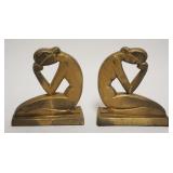 1044	PAIR OF CAST METAL ART DECO BOOKENDS, IMAGE OF WOMAN, APPROXIMATELY 6 IN X 3 IN X 6 IN HIGH
