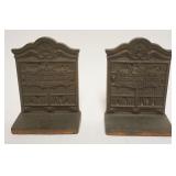 1045	PAIR OF CAST METAL SHAKESPEARE BOOKENDS *MY LIBRARY WAS DUKEDOM LARGE ENOUGH* EACH APPROXIMATEL