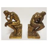 1046	PAIR OF BRONZE WRAPPED BOOKENDS RODIN *THE THINKER*, EACH APPROXIMATELY 3 1/2 IN X 4 IN X 9 IN 