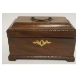 1060	ANTIQUE ENGLISH WALNUT TEA CADDY, APPROXIMATELY 9 IN X 5 IN X 5 1/2 IN