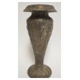 1062	ORNATE SILVERPLATE VASE W/EMBOSSED IMAGES OF ENGLISH PUB SCENE THROUGHOUT, BARBOUR SILVERPLATE 