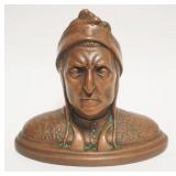 1066	BRONZE WRAPPED BUST OF DONTE ALIGHIERE, APPROXIMATELY 10 IN X 4 3/4 IN X 9 IN HIGH