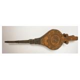 1068	ANTIQUE WOOD BELLOWS W/WOOD CARVED DECORATION, APPROXIMATELY 21 1/2 IN X 6 IN X 4 IN