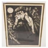 1084	FRAMED SIGNED PRINT PAUL RUSSEL, #4 OF 25 *THE FALL OF ICARUS* APPROXIMATELY 18 IN X 22 IN OVER