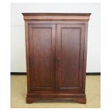 1104	NATIONAL MT AIRY CHERRY 2 DOOR WARDROBE W/5 ADJUSTABLE INTERIOR SHELVES & CLOTHS RACK, APPROXIM
