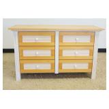 1110	PINE 6 DRAWER CHEST W/REEDED COLUMNS & IVORY COLORED DRAWER FRONTS, APPROXIMATELY 19 1/2 IN X 5