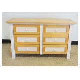 1111	PINE 6 DRAWER CHEST W/REEDED COLUMNS & IVORY COLORED DRAWER FRONTS, APPROXIMATELY 19 1/2 IN X 5