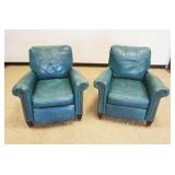 1115	PAIR OF TUQUOISE LEATHER RECLINERS