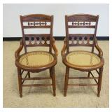 1130	PAIR OF ANTIQUE WALNUT PARLOR CHAIRS, CANE SEAT