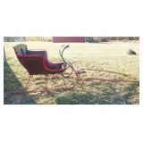 1131	ANTIQUE HORSE DRAWN SLED W/LOUNGE SLED, MADE BY LC GRAVEL CO, SPRING BORO PA, APPROXIMATELY 78 