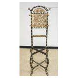 1134	CHINESE FAUX BAMBOO BLACK LACQUERED TRAY STAND W/PIERCED & GILT CARVED PANEL & GILT HIGHLIGHTS 