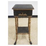 1136	RATTAN & FAUX BAMBOO STAND W/LIFT LID & DIVIDED COMPARTMENT INTERIOR, APPROXIMATELY 14 IN SQUAR