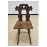 1138	ANTIQUE WALNUT CARVED CLUB CHAIR, SPLAY LEG, APPROXIMATELY 37 IN HIGH