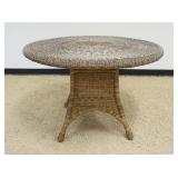 1142	ROUND WOVEN PATIO TABLE, APPROXIMATELY 42 IN X 29 IN HIGH