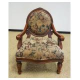 1147	FLORAL UPHOLSTERED MEDALION BACK ARMCHAIR