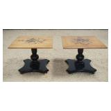 1152	PAIR OF L HITCHCOCK STENCILED DECORATED LAMP TABLES, EACH APPROXIMATELY 20 IN X 20 IN X 16 IN