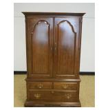 1154	PENNSYLVANIA HOUSE CHERRY WARDROBE W/2 DOORS OVER 2 DRAWERS, INTERIOR ADJUSTABLE SHELVES & MIRR