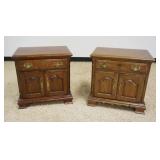 1156	PAIR OF PENNSYLVANIA HOUSE CHERRY BED SIDE STANDS/LAMP TABLES, ONE DRAWER, 2 DOOR, EACH APPROXI