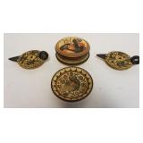 1170	REPRODUCTION ACIENT GREECE POTTERY, OIL LAMPS, SMALL BOWL & COVERED BOX, BOX APPROXIMATELY 5 1/